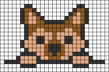 Cross Stitch German Shepherd, German Shepherd Perler Beads, German Shepherd Pixel Art, Pixel Art Chien, Dog Alpha Pattern, Pixel Art Dog, Dog Pixel Art, Pixel Dog, Square Drawing