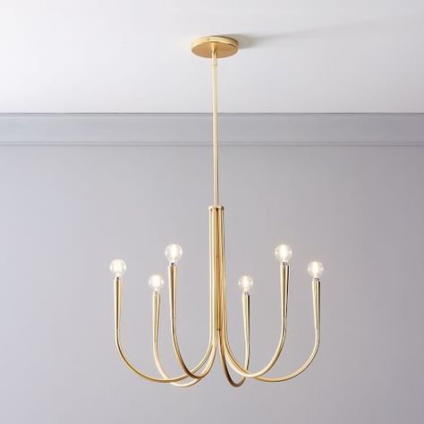 Light Fixtures - Indoor Lighting | West Elm West Elm Chandelier, Mobile Chandelier, Contemporary Light Fixtures, Rectangle Chandelier, Light For Living Room, Arm Chandelier, Metal Canopy, Candle Chandelier, Globe Chandelier