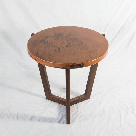 https://www.artesanosdesign.com/collections/end-tables?utm_medium=social&utm_source=pinterest&variant=3344286597 Copper Side Table, Shadow Box Coffee Table, Copper Top Table, Copper Top, Time Will Tell, Wood Bark, Copper Table, Occasional Tables, Iron Table