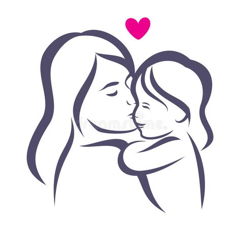 Mother and daughter stylized vector silhouette vector illustration Mother And Daughter Drawing, Mom Drawing, Mom Daughter Tattoos, Silhouette Tattoos, Mother Tattoos, Vector Silhouette, Mother Daughter Tattoos, Baby Drawing, Baby Tattoos