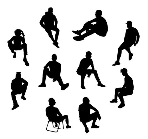 Man Sitting Silhouette, Silhouette Drawings, Sitting Silhouette, Hole Drawing, People Png, Short Stools, Silhouette Drawing, Man Sitting, Person Sitting