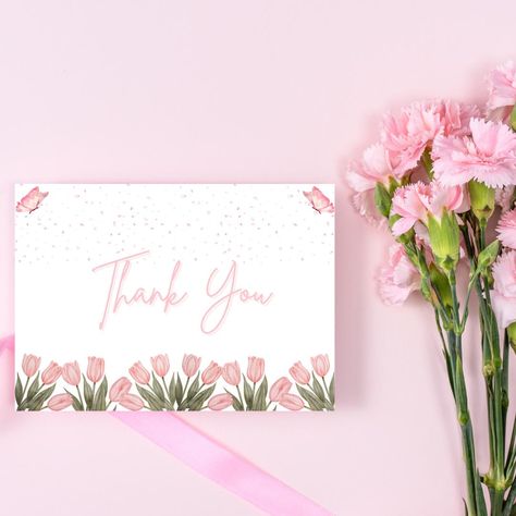 Free Printable Envelopes, Tulips Card, Solid Line, Printable Envelope, Printable Thank You Cards, Thanks Card, Tulip Design, Floral Cards, Ink Cartridge