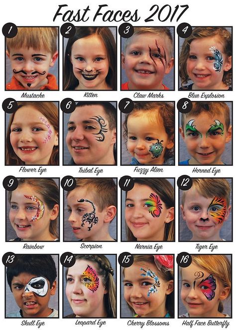 Fun Easy Face Paint Ideas, Easy Face Paint For Beginners, Face Painting Designs For Beginners, Beginning Face Painting, Face Paint Sign Ideas, Cheek Painting Ideas For Kids, Kids Fall Face Painting Ideas, Face Paint Ideas For Beginners, Quick And Easy Face Painting Ideas