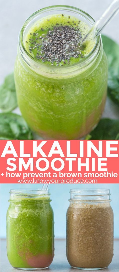 This Alkaline Smoothie is a great way to start your day with a high pH! Great for those who suffer from acid reflux, indigestion, or GERD. Alkaline Smoothie, Reflux Recipes, Gerd Diet, Alkaline Diet Recipes, Acid Reflux Recipes, Reflux Diet, Acid Reflux Diet, Green Detox Smoothie, Natural Detox Drinks