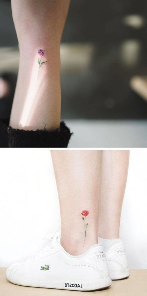 Flower Ankle Tattoo, Ankle Tattoo Ideas, Wildflowers Tattoo, Tiny Watercolor, Sunflower Tattoo Shoulder, Knuckle Tattoos, Small Flower Tattoos, Cat Tattoos, Disney Tattoo