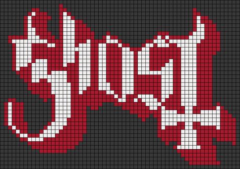 Alpha pattern #150185 | BraceletBook Ghost Band Crochet Pattern, Slipknot Cross Stitch, Pink Floyd Alpha Pattern, Ghost Band Cross Stitch, Ghost Band Crochet, Ghost Band Perler Beads, Ghost Alpha Pattern, Band Pixel Art, Halloween Pixel Art Grid