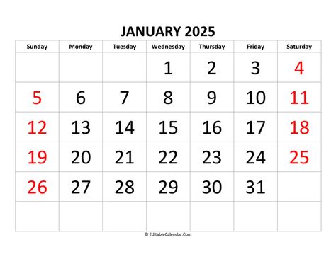 Download January 2025 Calendar Editable (Word Version). Jan 2025 Calendar, Editable Calendar, Microsoft Office Word, Office Word, January 2025, Holiday Calendar, 2025 Calendar, Sunday Monday Tuesday, Monthly Calendar Printable