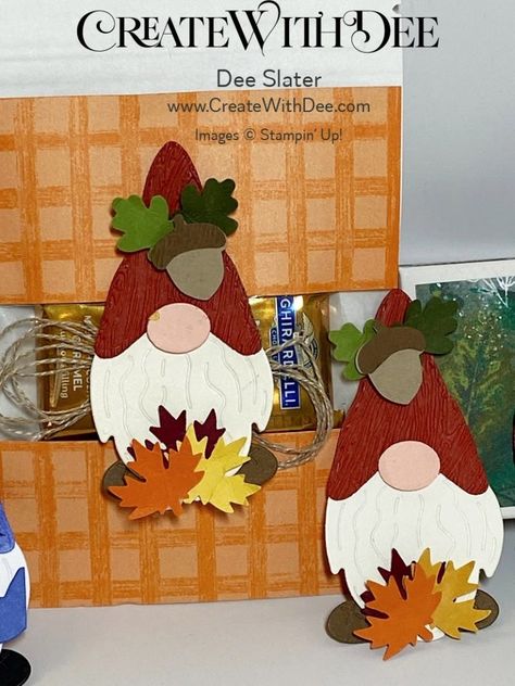 Stampin Up Gnomes, Kindest Gnomes, Thanksgiving Cards Handmade, Santa Gnome, Santa Suit, Santa Suits, Gnomes Crafts, Treat Holder, Thanksgiving Cards