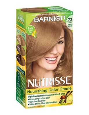 Nourishing Color Creme 73 - Dark Golden Blonde (Honeydip) Carmel Blonde Hair Color, Warm Dark Blonde, Gold Brown Hair, Auburn Red Hair Color, Carmel Hair Color, Garnier Hair Color, Long Ombre Hair, Cute Blonde Hair, Dark Golden Blonde