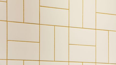 The glitter grout micro-trend is the perfect way to update your bathroom | Real Homes Metallic Grout Gold, White Tile Gold Grout, Gold Grout Bathroom, Sparkle Grout, Gold Grout, Kitchen Grout, Grout Paint, Grout Pen, Glitter Grout