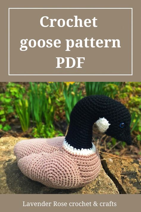 Crochet Canadian Goose, Crochet Canada Goose, Crochet Bird Patterns Free, Goose Crochet Pattern, Crochet Goose Pattern, Goose Crochet, Amigurumi Birds, Realistic Crochet, Crochet Goose