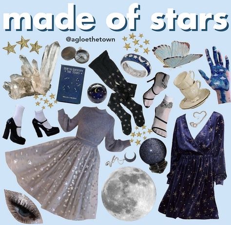 Mooncore Clothes, Star Gazing Outfit, Space Academia Aesthetic Outfit, Lunar Witch Aesthetic Outfits, Stargazing Outfit, Cosmiccore Outfits, Space Academia Outfit, Astronomy Aesthetic Outfit, Cosmic Core Outfits