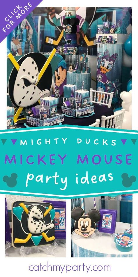 Check out this awesome Mickey Mouse Mighty Ducks birthday party! The cookies are so much fun! See more party ideas and share yours at CatchMyPary.com Mighty Ducks Party, Mighty Ducks Birthday Party, Ducktales Birthday Party, Duck Birthday Party Food, Ducktales Party, Duck Themed Birthday Party Food, Duck Birthday, Birthday Drinks, Mickey Mouse Cake