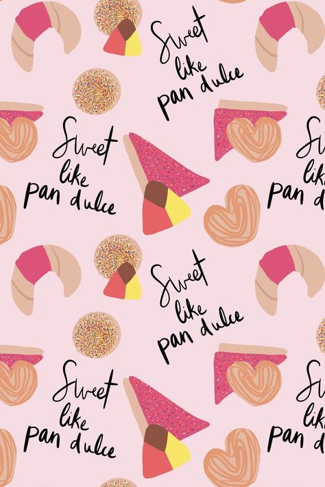 mexican pan dulce with the phrase sweet like pan dulce on a pink background Mexican Sweet Bread, Wallpaper Seamless, Sweet Bread, Black Aesthetic Wallpaper, Wallpaper Aesthetic, Black Aesthetic, Repeating Patterns, Aesthetic Wallpaper, Seamless Pattern