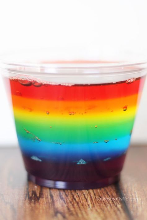 Rainbow Jello Recipe, Rainbow Jello Shots, Pudding Recept, Rainbow Jello, Jello Recipe, Layered Jello, Jello Cups, Rainbow Parties, Jello Recipes