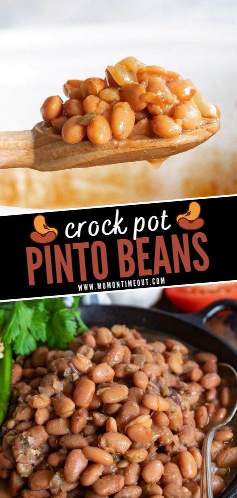 Crockpot Pinto Beans Recipe, Homemade Pinto Beans, Crock Pot Pinto Beans, Slow Cooker Pinto Beans, Beans Recipe Crockpot, Pinto Beans Recipe, Beans In Crockpot, Pinto Bean Recipes, Mom On Timeout