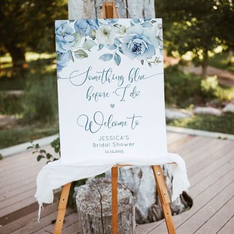 $45.7 | Something blue before I do dusty bridal welcome - bridal shower, welcome sign, elegant, something blue before i do, dusty blue, floral, modern, eucalyptus, calligraphy, script Something Blue Before I Say I Do, Something Blue Before I Do, Something Blue Bridal Shower Ideas, Bff Wedding, Something Blue Bridal, White Bridal Shower, Blue Bridal Shower, Bridal Shower Brunch, Bridal Shower Welcome Sign