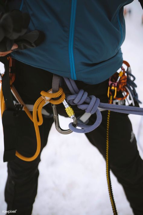 Hiker with belay device around his waist | free image by rawpixel.com Raw Portrait, Snow Travel, Climbing Carabiner, Belay Devices, Snow Trip, Mountain Climbers, Mountain Hiking, Authentic Design, Model Release