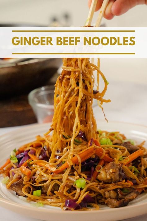 Ginger Beef, Beef Noodles, Noodle Dish, Beef Noodle Soup, Crowd Pleasing Recipes, Perfect Dinner, Ginger Recipes, Hawaiian Food, Beef And Noodles