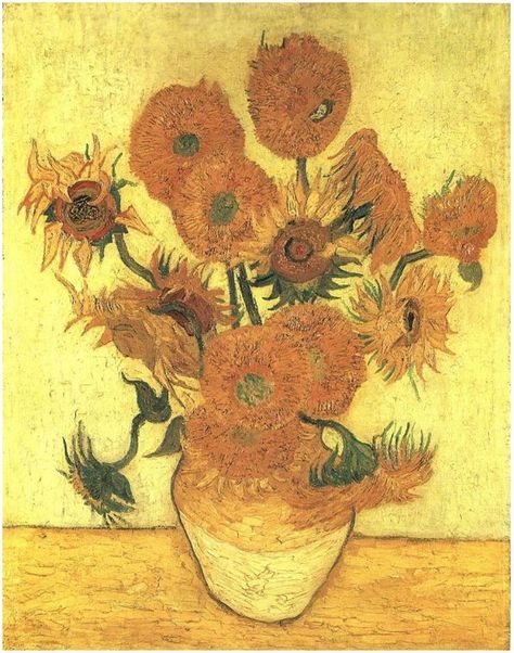 Sunflowers Van Gogh Vase With Fifteen Sunflowers, Van Gogh Still Life, 1960s Art, Vincent Van Gogh Paintings, Van Gogh Sunflowers, Arte Van Gogh, Van Gogh Museum, Van Gogh Paintings, Art Van