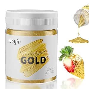 Gold Food Coloring Metallic Glitter Paint for Baking-Wayin Upgraded Vibrant Color Edible Glitter Cake Paint for Art Decorative Food Grade Shimmer Paint forCupcakes, Cookie, Donuts, Fondant, Candy, Edible Glitter Cake, Gold Food Coloring, Icing Chocolate, Fondant Candy, Decorative Food, Gold Food, Glitter Cake, Edible Glitter, Purified Water