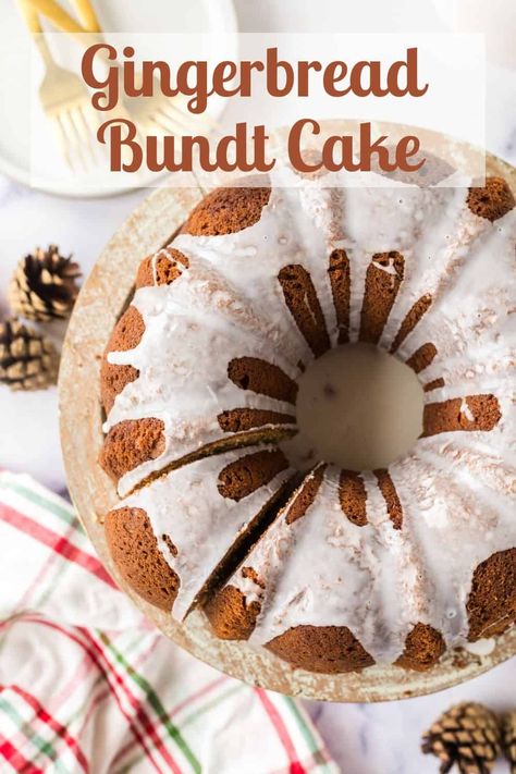 Celebrate the holidays with delicious Sour Cream Gingerbread Bundt Cake. Rich molasses and warm fall spices come together in this cake to create the perfect balance between sweetness and spice. Easy Gingerbread Cake, Bananas Foster Cake, Gingerbread Bundt Cake, Gingerbread Cake Recipe, Tube Cake Pan, Easy Gingerbread, Easy Cakes, Homemade Gingerbread, Bundt Cake Recipe