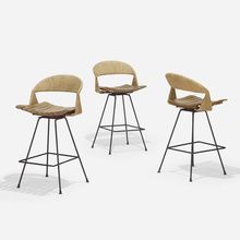 ARTHUR UMANOFF, bar stools, set of three | Wright20.com Wrought Iron Bar Stools, Iron Bar Stools, Mattress Pad Cover, Iron Stools, Memory Foam Mattress Topper, Modern Stools, Pillow Top Mattress, Bedding Brands, Modern Bar