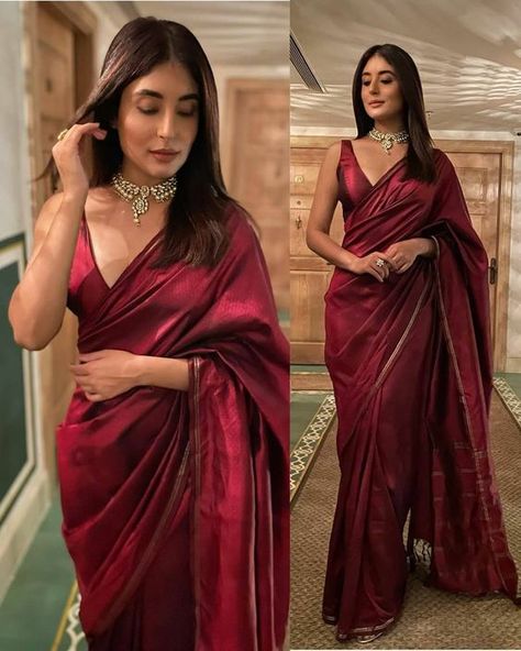 Diwali Saare Look, Diwali Outfits Saree, Diwali Saree Outfit, Diwali Saree Look Traditional, Red Sari, Saree Blouse Styles, Sarees For Girls, Indian Sari Dress, Simple Saree Designs