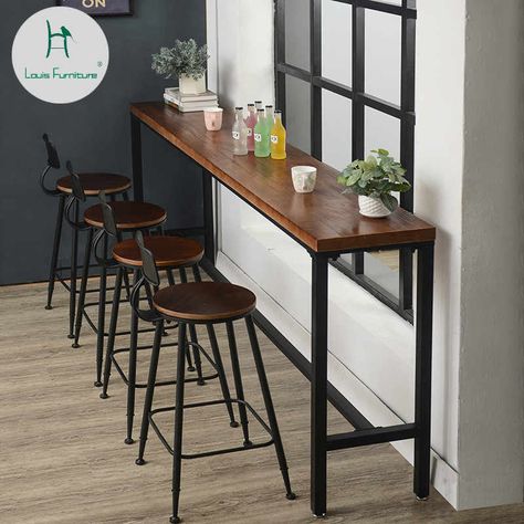 Pub Dining Set, Industrial Style Dining Table, Cafe Bar Stools, Brown Dining Table, Wood Bar Table, Bar Dining Table, Bar Table And Stools, Iron Stools, Bar Tables