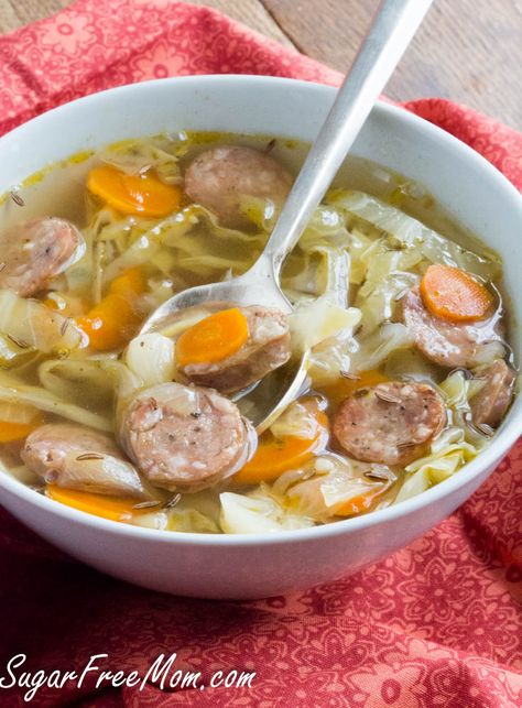 sausage soup4 (1 of 1) Sausage Cabbage Soup, Sausage Cabbage, Soup With Sausage, Diet Soup, Sausage Soup Recipes, Low Carb Soup Recipes, Cabbage And Sausage, Breakfast Low Carb, Keto Crockpot Recipes