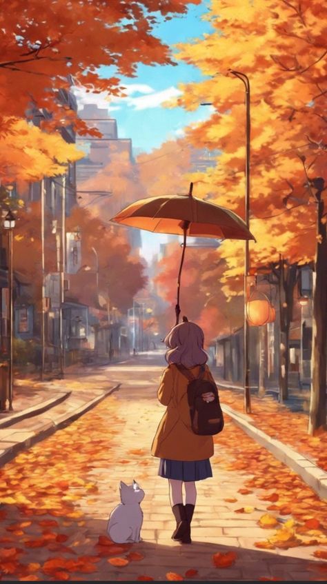 Fall Anime Wallpaper, Ghibli Autumn, Autumn Anime Wallpaper, Anime Autumn, Motion Comic, Autumn Backdrop, Fall Anime, Phone Decor, Awesome Wallpapers