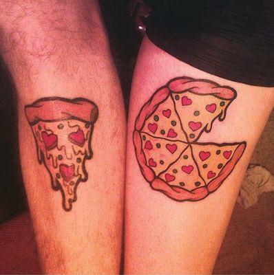 Funny matching tattoo Pizza Tattoo, Couple Tattoos Love, Partner Tattoos, Small Couple Tattoos, Tattoos Infinity, Couple Tattoos Unique, Relationship Tattoos, Couples Tattoo Designs, Tattoos Geometric