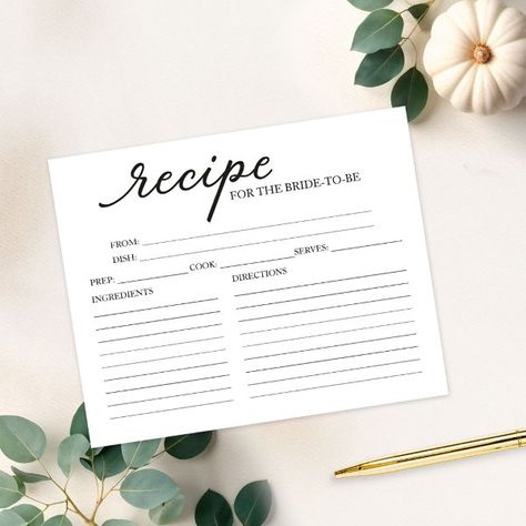 Lovely Calligraphy Bridal Shower Recipe Cards Bridal Shower Recipe Cards, Cute Calligraphy, Bridal Shower Recipe, Card Easy, Bridal Shower Food, Recipe Card, Free Birthday Invitations, Kids Nursery Decor, Free Birthday Invitation Templates