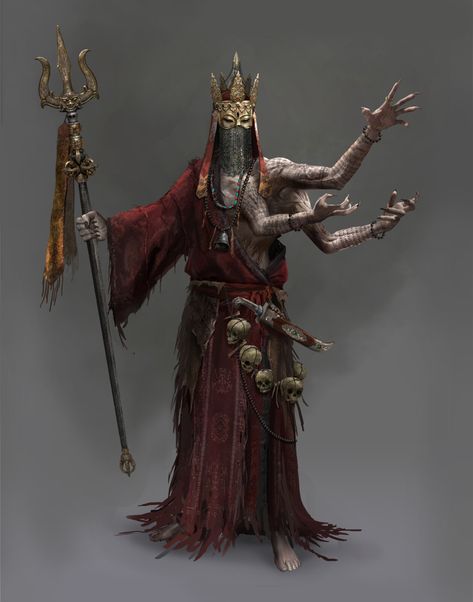 ArtStation - High Shaman, Raymond Chen Casting Spells, Dark Arts, 다크 판타지, Fantasy Monster, Creature Concept Art, Monster Design, Fantasy Concept Art, Warhammer Fantasy, Creature Concept