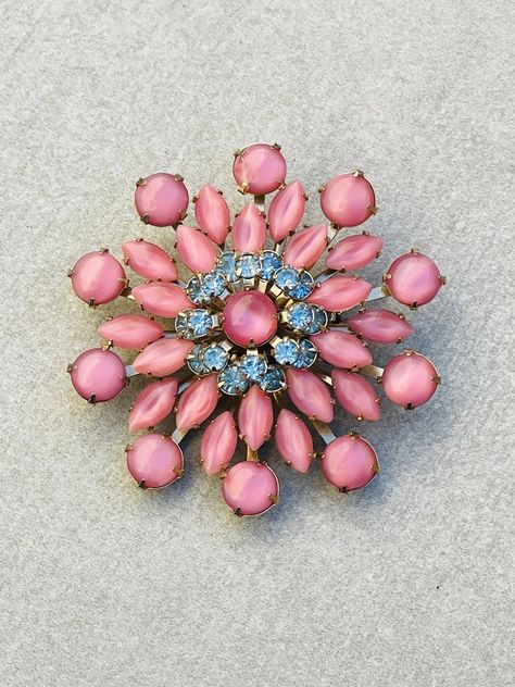 Gemstone Brooch, Vintage Jewelry Repurposed, Jewelry Girl, Vintage Rhinestone Jewelry, Mid Century Jewelry, Pink Bling, Crystal Brooch, San Rafael, Vintage Jewels