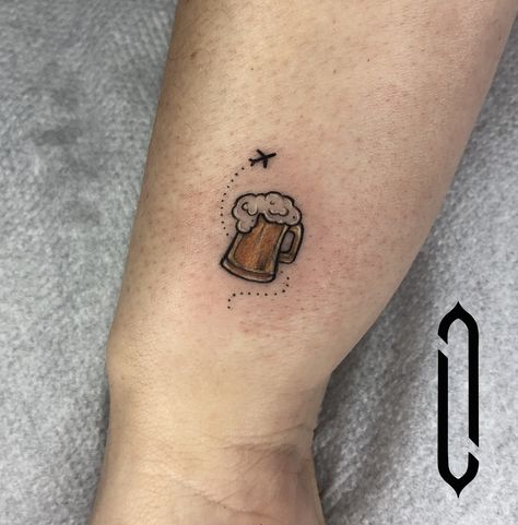 Tiny Beer Tattoos, Beer Mug Tattoo, Beer Tattoo Ideas, Modelo Beer Tattoo, Minimal Beer Tattoo, Beer Tattoo, Beer Tattoos, Food Tattoos, Coffee Tattoos