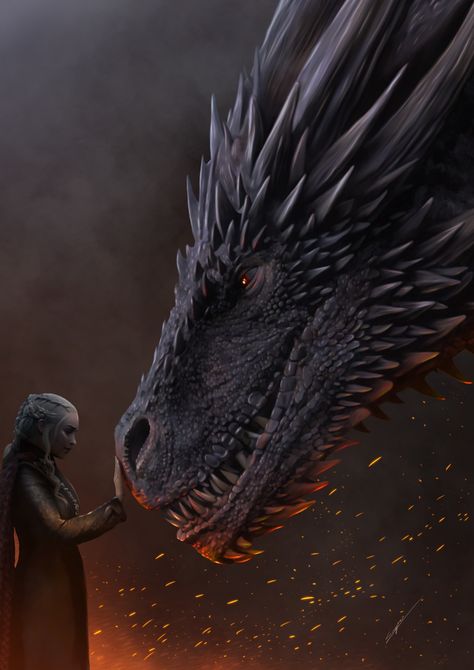 "Drogon & Daenerys" by Sergio Ruiz Lujan Game Of Thrones Dragon Art, Daenys Targaryen, Dragon Photos, Drogon Game Of Thrones, Skyrim Dragon, Game Of Thrones Tattoo, Game Of Thrones Poster, Wolf Tattoo Sleeve, Game Of Thrones Artwork