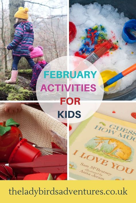 Are you wondering how to entertain your kids during February? Find ideas for indoor and outdoor play, what to do in the garden and seasonal books to read. #winteractivities #valentinesday #toddleractivities #preschool February Activities For Kids, Childminding Activities, Kindness Activities For Kids, February Themes, Toddler Fine Motor Activities, February Activities, February Activity, Simple Activities, Kindness Activities