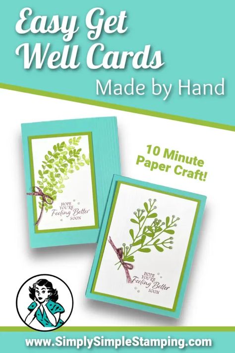 Wouldn’t you feel great if you could make a stack of Get Well cards in a flash? This quick and easy card making tutorial is taught by Connie Stewart of Simply Simple Stamping. We hear from paper crafters all the time that they appreciate the quick and simple tutorials and people love feeling the sense of accomplishment when they can have their handmade card completed in about ten minutes. Easy Card Making, Simply Simple Stamping, Hope Youre Feeling Better, Love Feeling, Card Making Videos, Hand Stamped Cards, Card Making Tutorials, Can Crafts, Crafts Beautiful