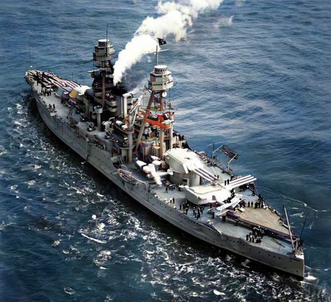 USS Arizona (BB-39) Pennsylvania-class battleship, moored, getting underway...in color, date unk. (google.image) 04.2022 Navy Battleship, Brown Water Navy, Us Battleships, Navy Coast Guard, Scale Model Ships, Uss Arizona, Us Navy Ships, Military Artwork, Naval Force