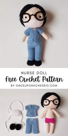 Knitted Nurse Doll, Hero Nurse, Doll Amigurumi Free Pattern, Doll Patterns Free, Crochet Doll Dress, Crochet Dolls Free Patterns, Pola Amigurumi, Healthcare Workers, Nurses Week