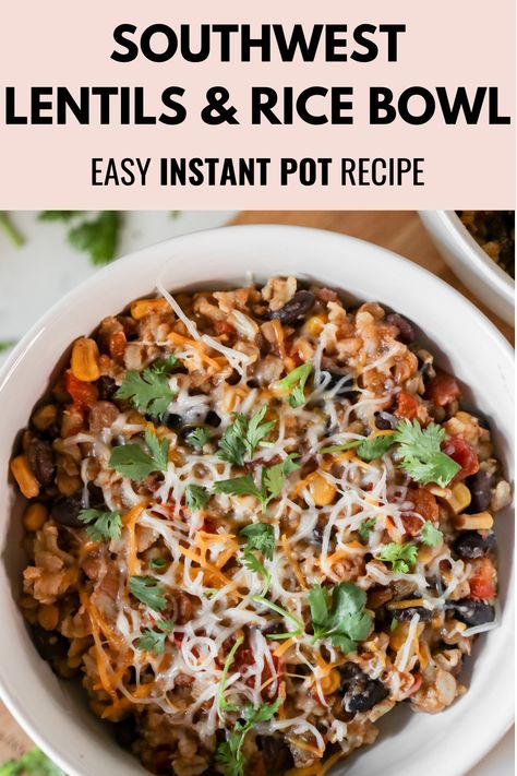 Instant Pot Lentils & Rice Bowl Rice Cooker Black Beans, Lentil Rice Instant Pot, Dash Diet Instant Pot Recipes, Insta Pot Lentil Recipes, Instant Pot Lentils And Rice, Instant Pot Mediterranean Recipes, Lentil Instant Pot Recipes, Lentil Recipes Instant Pot, Instant Pot Lentil Recipes