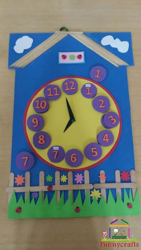 Clock Chart For Classroom, Clock Projects For Kids, Clock Making Ideas Projects, Clock Projects For Kids Creative, Working Clock Projects For Kids, How To Make A Clock For Kids, How To Make Clock For School Project, Clock Making Ideas Kids, Math Clock Project