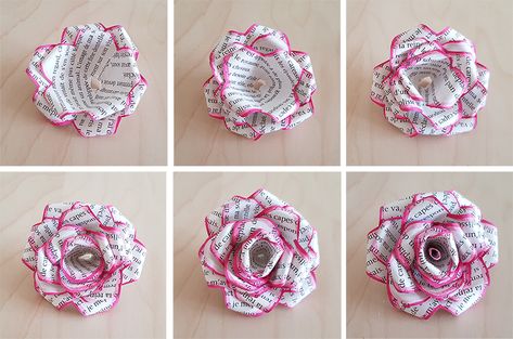 DIY : Des roses en pages de livres – La Parenthèse Imaginaire Flower Activities For Kids, Rose En Origami, Diy Fleur, Kids Origami, Diy Flores, Diy Rose, Fleurs Diy, Origami Rose, Book Page Crafts