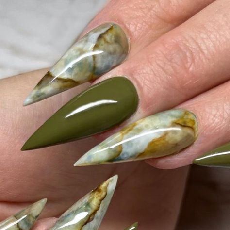 Lori A | Nail Artist/Nail Art Educator on Instagram: "These green quartz marble nails are everything! 🔥Obsessed with how they turned out! @madam_glam Mysterious #marblenails #marbles #nailart #fyp #explore" Smoky Quartz Nails, Sage Green Marble Nails, Neutral Marble Nails, Crom Nails, Play Nails, Green Marble Nails, Fly Nails, Quartz Marble, Madam Glam