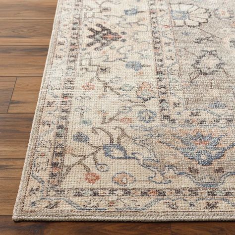 Becki Owens x Surya Davina Oriental Tawny Birch Area Rug & Reviews | Wayfair Rug Business, Coastal Home Ideas, Front Door Rugs, Hall House, Dining Rug, Cowhide Cushions, Fireplace Room, Becki Owens, Family Room Fireplace