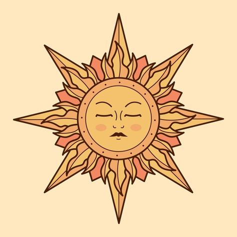 Aesthetic sun with face | Premium Vector #Freepik #vector Sun With Face, Aesthetic Sun, Premium Vector, Graphic Resources, Sun