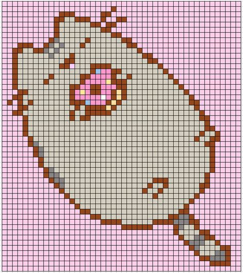 I like donuts Pusheen Pixel Art, Pusheen Cross Stitch, Pixel Grid, Perler Projects, Pixel Beads, Pixel Art Grid, Minecraft Pixel Art, Pixel Art Pattern, Tapestry Crochet