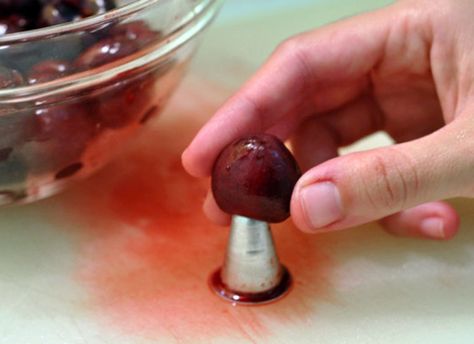 No Cherry Pitter? No Problem How To Pit Cherries, Cake Icing Tips, Cherry Pitter, Icing Tips, Fresh Cherries, Cake Icing, Canning Recipes, Fruit Recipes, Baking Tips