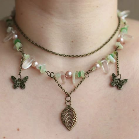 Cottage Core Jewelry Aesthetic, Diy Fairycore Jewelry, Fairycore Jewelry Diy, Cottagecore Jewelry Diy, Cottage Core Necklace, Goblin Core Jewelry, Weirdcore Jewelry, Cottagecore Choker, Colar Hippie